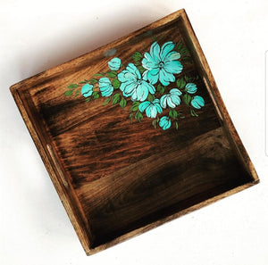 Blue cosmos Floral tray-square