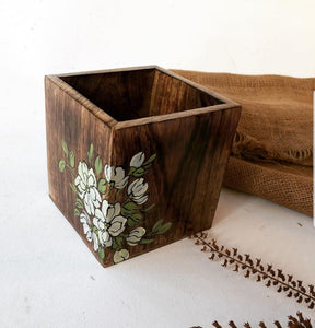 White floral- Spoon Stand  Square