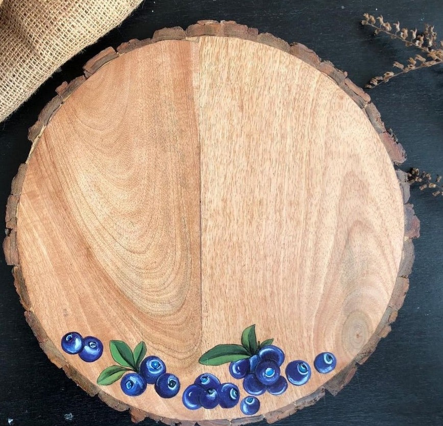 10" Bark Platter with glass Cloche