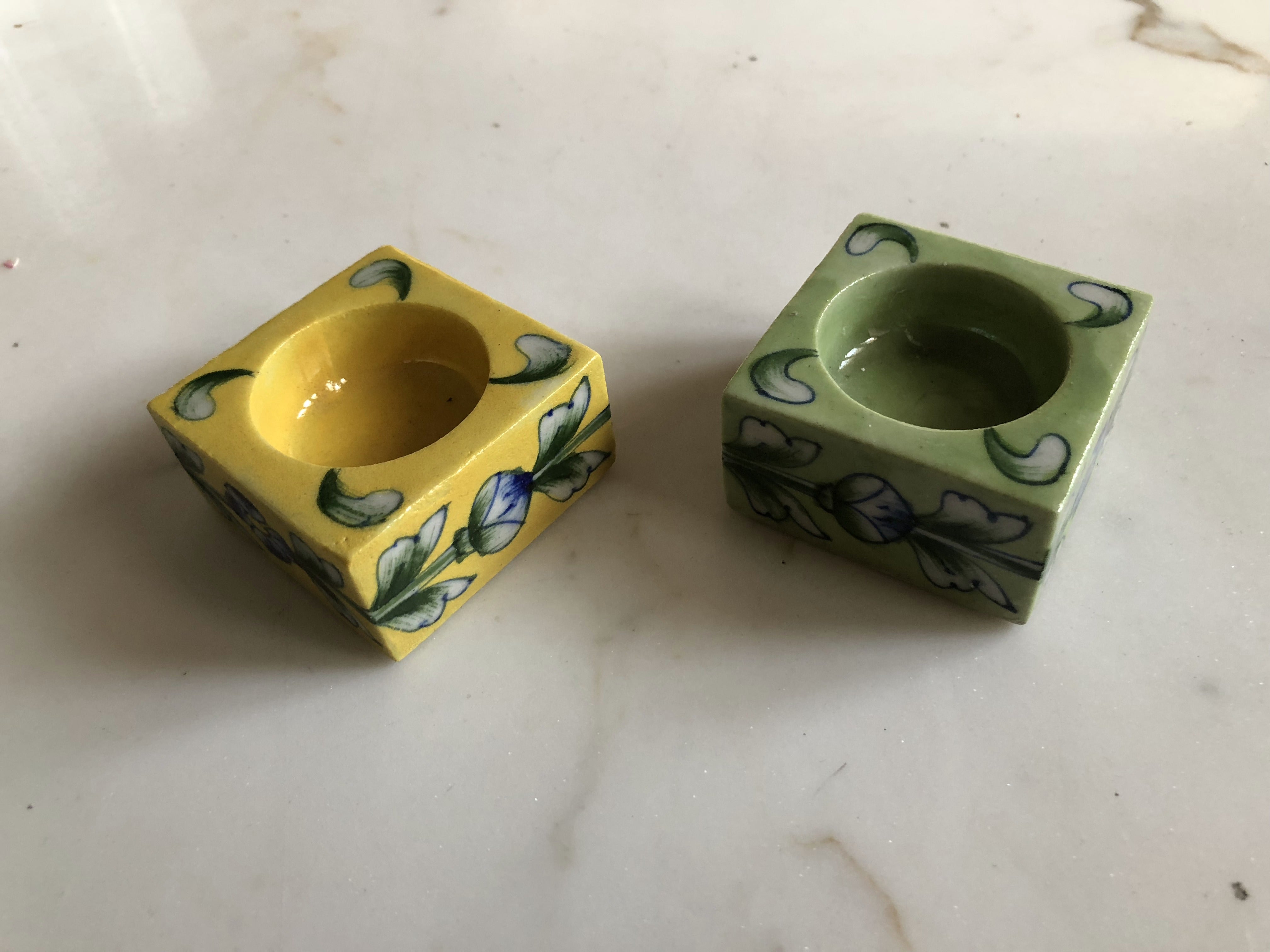 Tea Light Holder- blue pottery