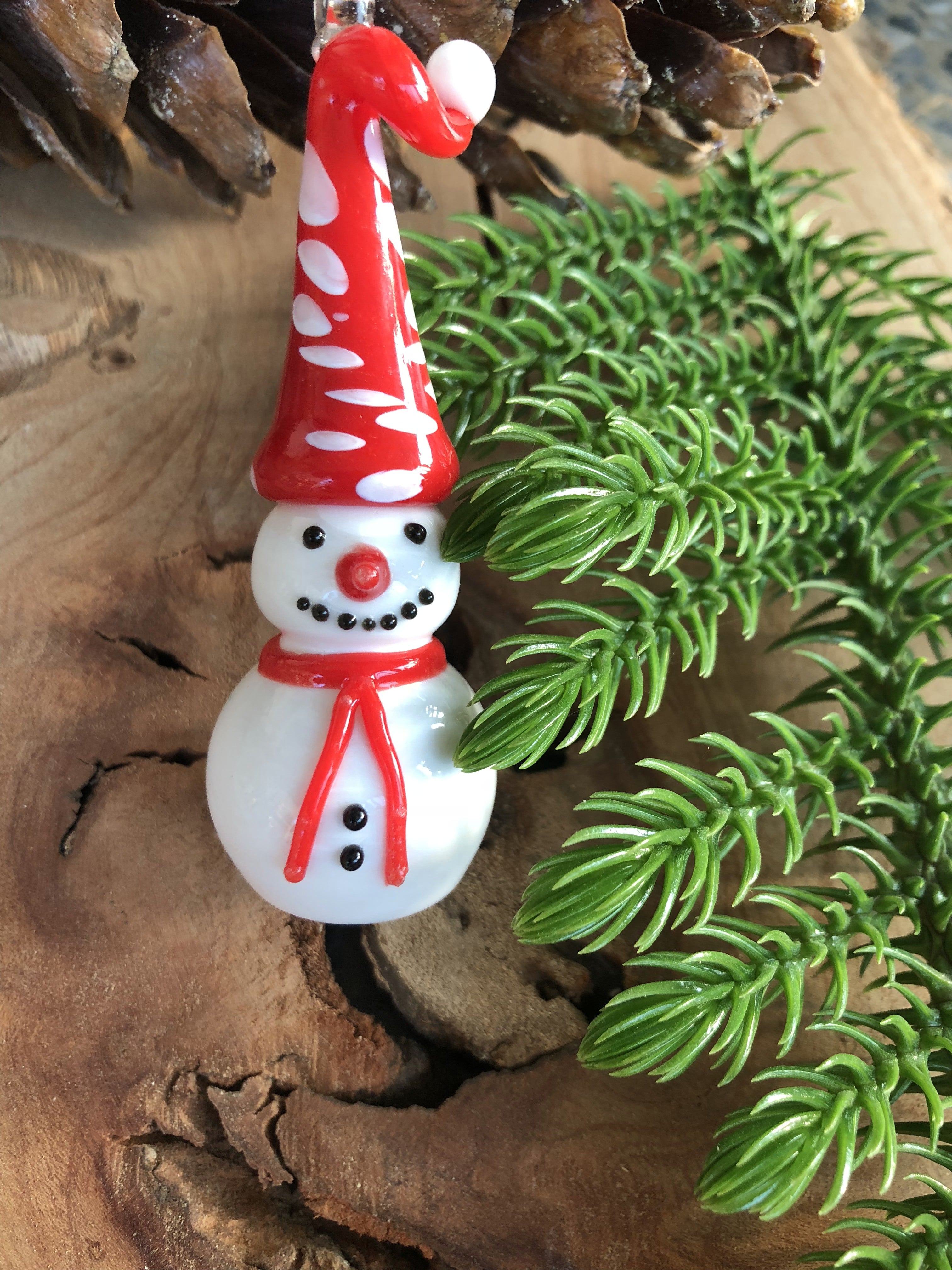 Snowman Glass Ornament