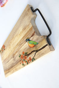 Green and Orange bird platter 16" x 8"