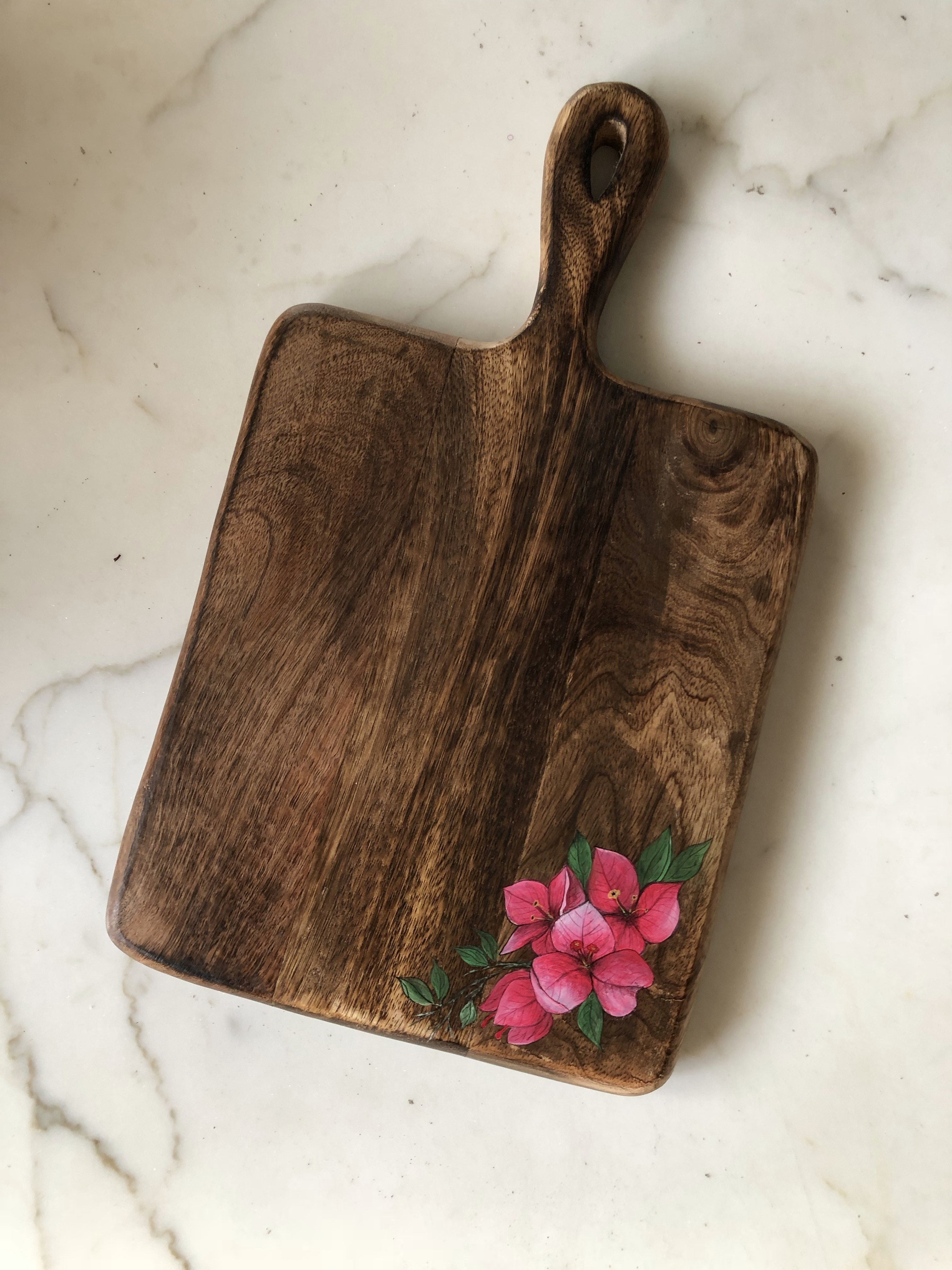 Bougainvillea flower platter-dark finish 15" x 9"