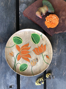 Pichwai Lotus designer wood plate D1
