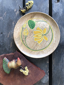 Pichwai Lotus designer wood plate D1