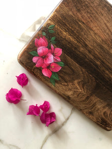 Bougainvillea flower platter-dark finish 15" x 9"