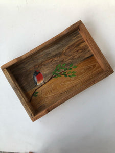 Red Throated Bird Rectangle Tray 15" x 10"