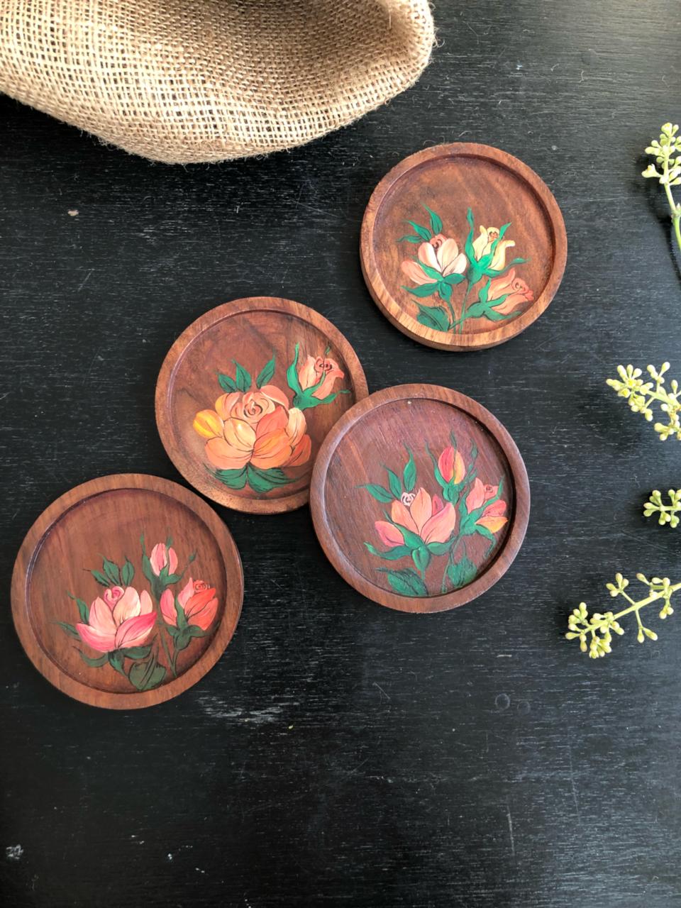 Rose Coasters -set of 4