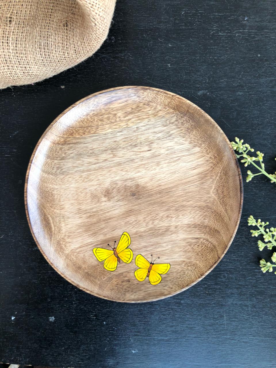 Yellow Butterfly Dinner Plate 10"