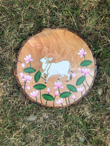 Pichwai cow designer 13" wood plate