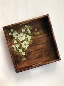 White cosmos floral tray square