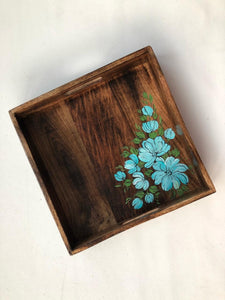 Blue cosmos Floral tray-square