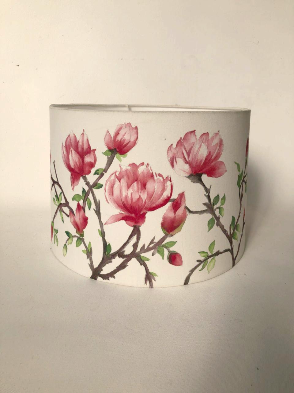 Pink blooms Painted  Lampshade