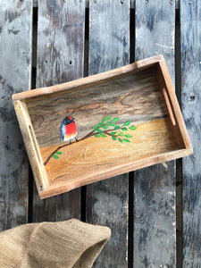 Red Throated Bird Rectangle Tray 15" x 10"