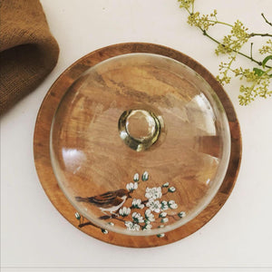 12" Sparrow Rimmed Platter and Cloche