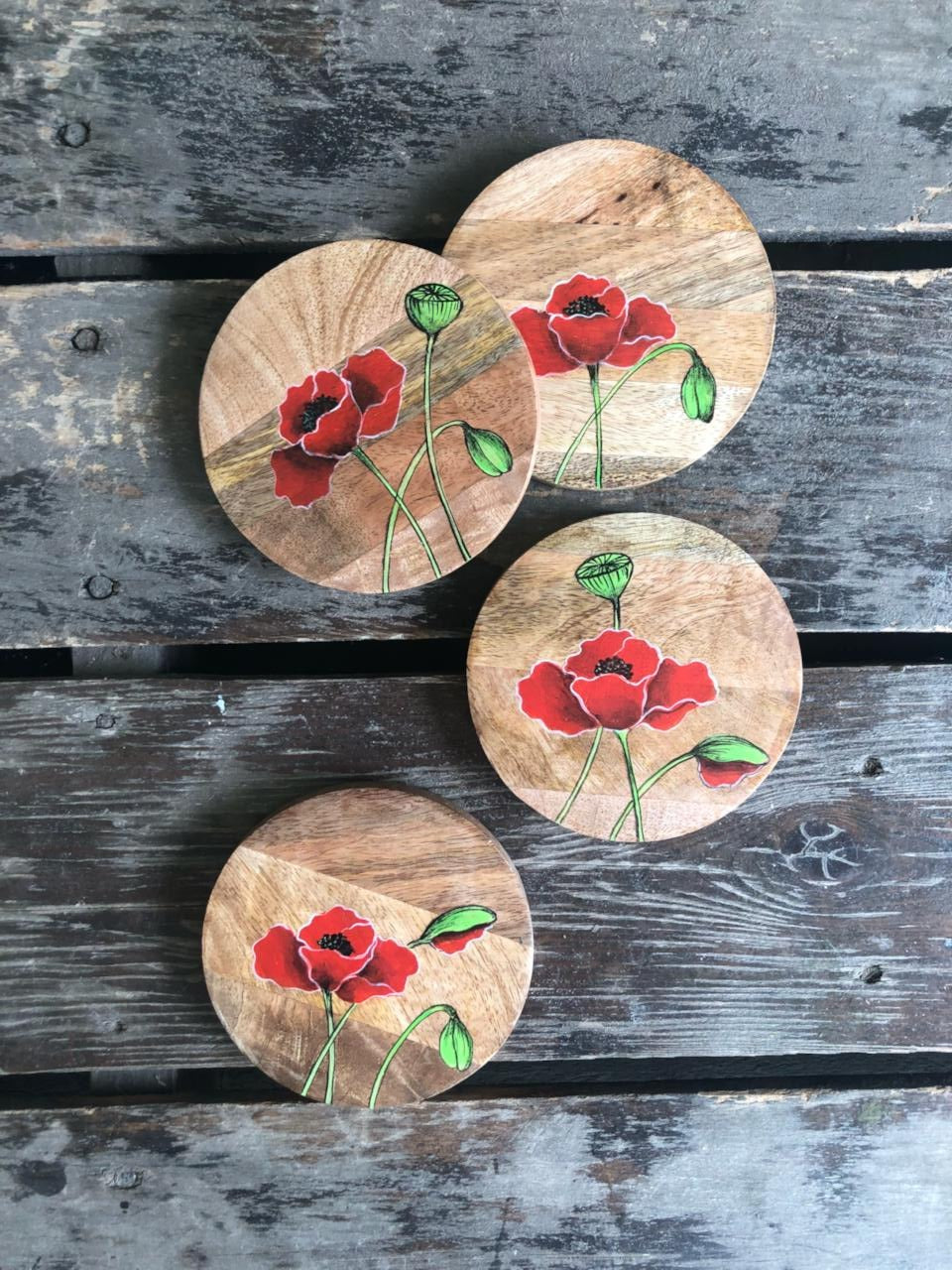 Scarlet Poppy (Set of 4 Coasters)