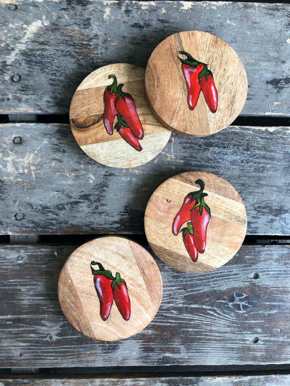 Hot Chili Pepper (Set of 4 coasters)