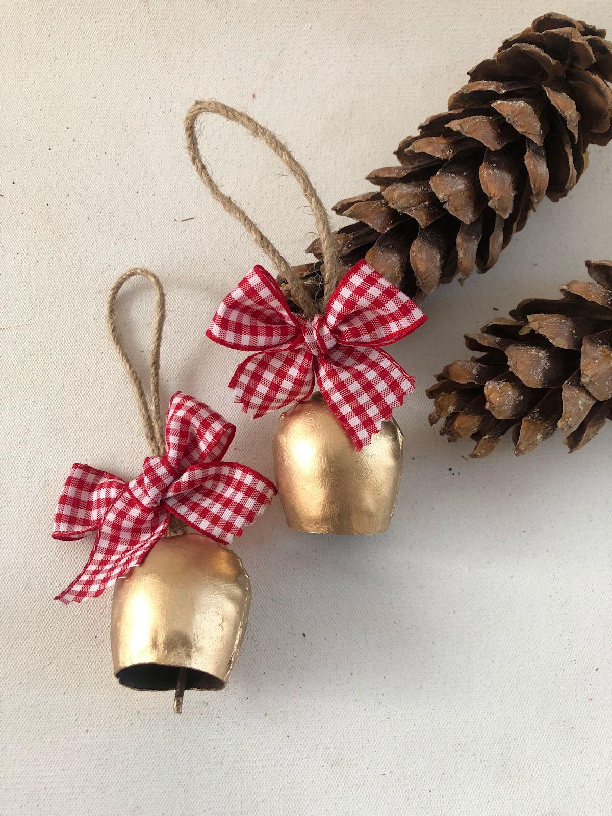2" Bells with checkered red bow