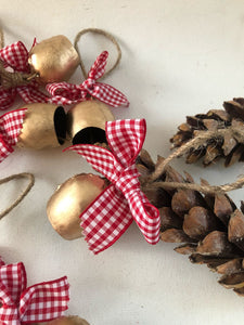 2" Bells with checkered red bow