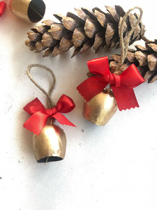 2" Metal Bells with  Red satin bow