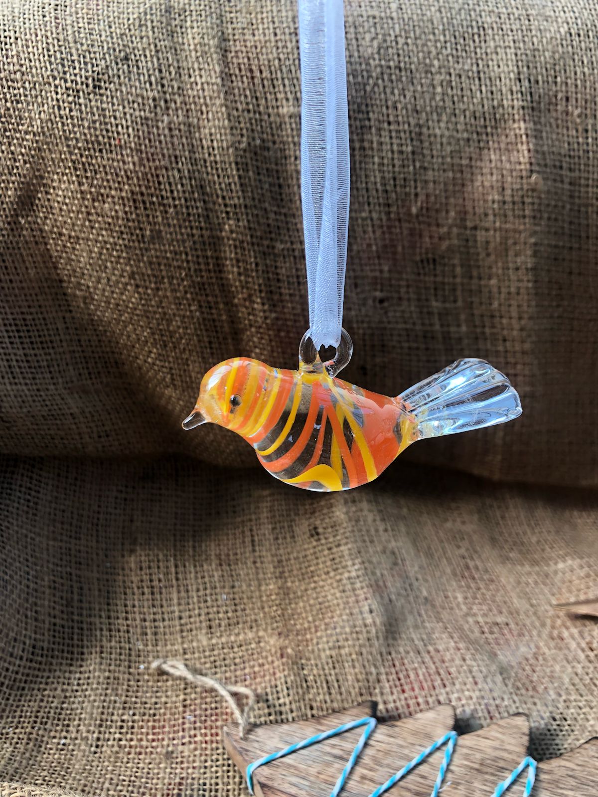 Bird Glass Ornament - Flame