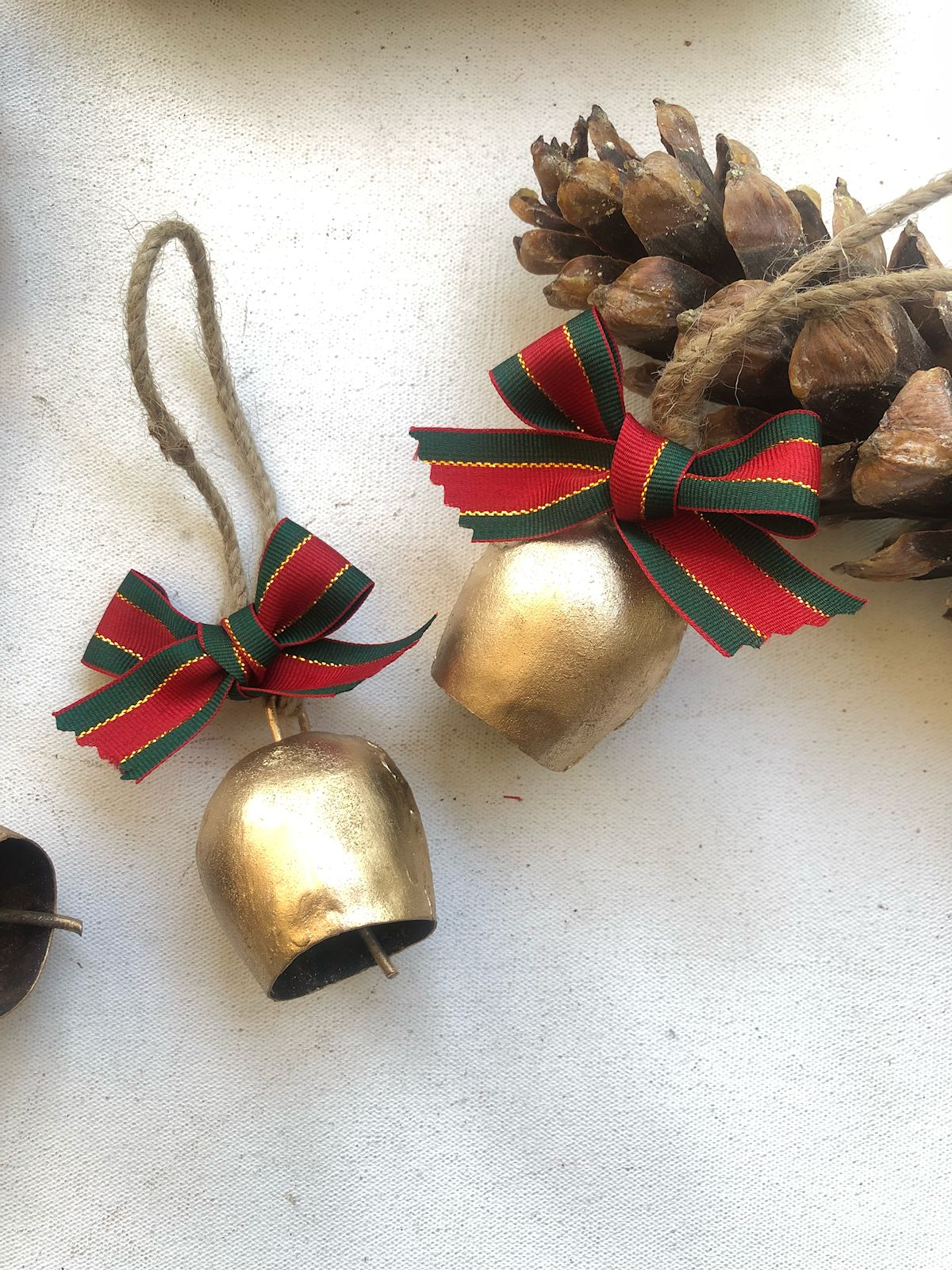 2" Metal Bells with Striped  Bow