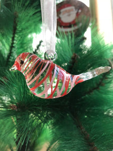 Bird Glass Ornament - Ruby