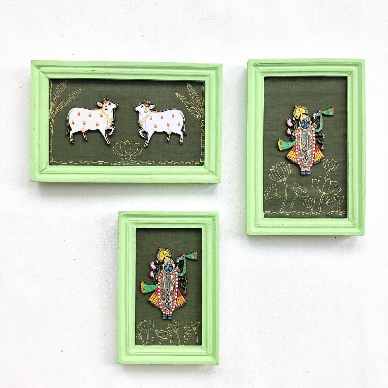 Pichwai Framed Decor- Green set