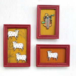 Pichwai Framed Art - Maroon Set