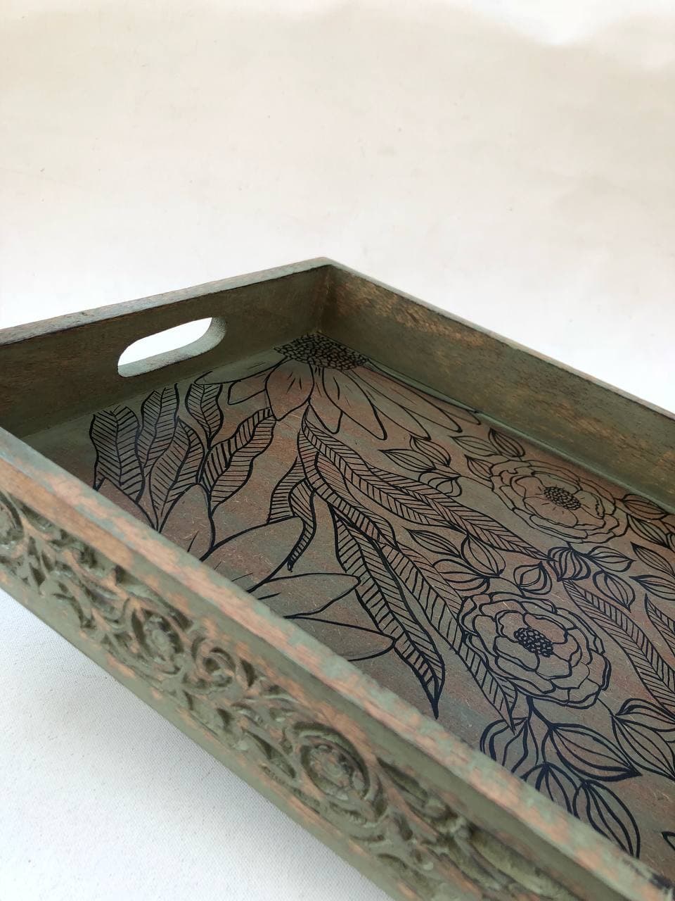 Rustic Linework Rectangle Tray